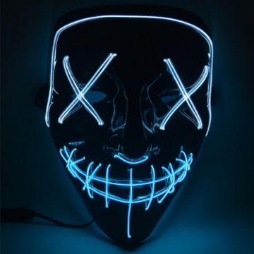 Picture of Halloween Festival Party X Face Seam Mouth Two Color LED Luminescence Mask (White Blue)
