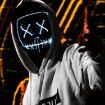 LED Halloween Festival Party X Face Seam Mouth Mask White Blue - 5