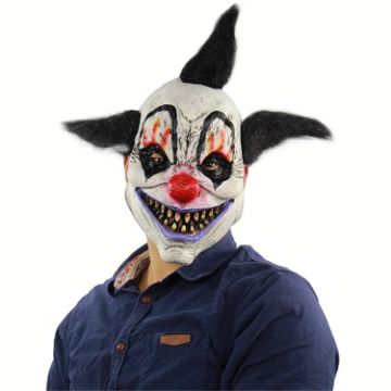 Picture of Halloween Festival Party Latex Wizard Clown Frightened Mask Headgear, with Hair