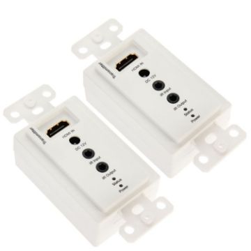 HDMI Cat5e/6 Wall Plate Extender - 50m - EU Plug - White - 1
