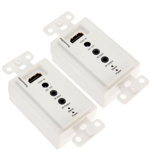 HDMI Cat5e/6 Wall Plate Extender - 50m - EU Plug - White - 1