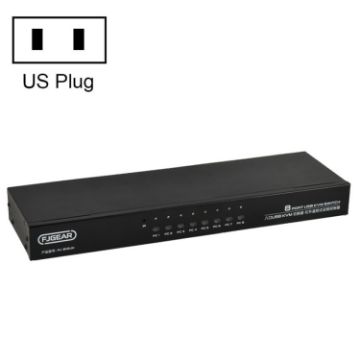 Picture of FJGEAR FJ-810UK 8 In 1 Out USB KVM Switcher With Desktop Switch, Plug Type:US Plug (Black)