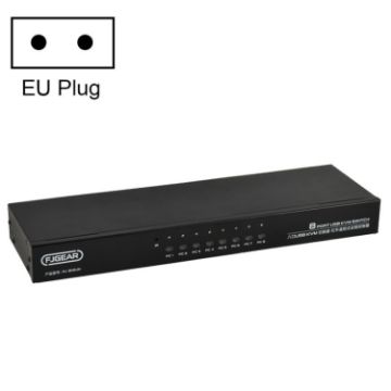 Picture of FJGEAR FJ-810UK 8 In 1 Out USB KVM Switcher With Desktop Switch, Plug Type:EU Plug (Black)