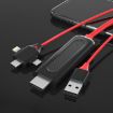 Picture of 3-in-1 HDMI 1080P USB/Type-C Adapter for Phone 13/12/11/S8/9, Mirror Screen to TV/Projector/Monitor - Red