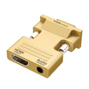 Picture of HDMI Female To VGA Male With Audio Adapter Computer Monitor TV Projector Converter (Gold)