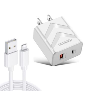 20W PD + QC 3.0 Dual Ports Fast Charger with USB to 8 Pin Cable - 1