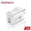 Picture of PD25W USB-C/Type-C + QC3.0 USB Dual Ports Fast Charger, US Plug (White)