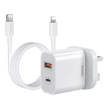 Picture of REMAX RP-U68 20W USB+USB-C/Type-C Dual Interface Fast Charger Set, Specification:UK Plug (White)