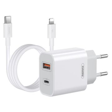 Picture of REMAX RP-U68 20W USB+USB-C/Type-C Dual Interface Fast Charger Set, Specification:EU Plug (White)