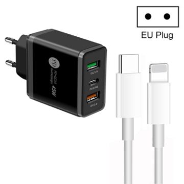 45W PD3.0 + 2 x QC3.0 USB Multi Port Charger with Type-C to 8 Pin Cable - 1