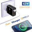45W PD25W + 2 x QC3.0 USB Multi Port Charger with USB to 8 Pin Cable - 4