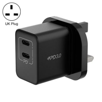 Picture of MOMAX UM32CN 35W Dual USB-C/Type-C Port Gallium Nitride PD Fast Charger, Specification: UK Plug (Black)