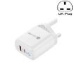 Picture of PD04 PD20W Type-C + QC18W USB Mobile Phone Charger with LED Indicator, UK Plug (White)