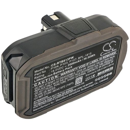 Ryobi ZRP813 RLT183225F P835 P813 Battery (p/n BPL-1815 BPL18151) - 1