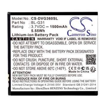 Picture of Battery for Doov IEva D910T IEva D910 IEva D50 IEva D360 D910T D910 D50 D360 (p/n BL-G31)