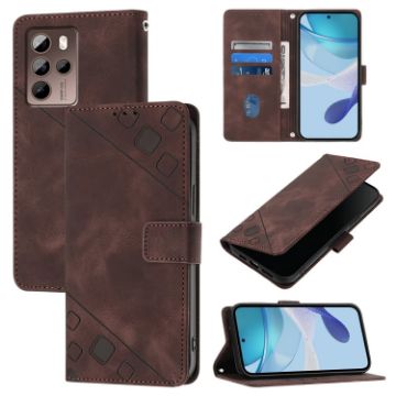 HTC U24 Pro Brown Leather Phone Case - Skin Feel Embossed - 1