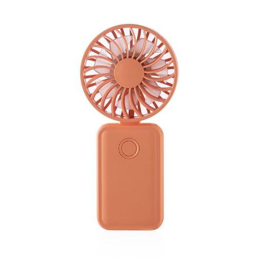 Orange F458 Mini Handheld Fan - 3 Speeds - Foldable - Neck Rope - 1