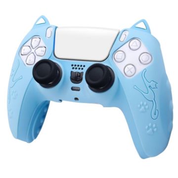 Blue Cat Ear Shape Silicone Case for Sony PS5 Gamepad - 1