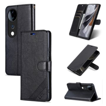 Vivo S19 Pro Sheepskin Texture Flip Leather Case - Black - 1
