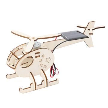 DIY Solar Helicopter Wooden Aircraft Model - 1