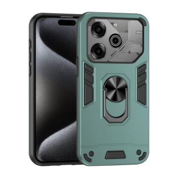 Tecno Pova 6 Pro Shockproof Metal Ring Holder Phone Case - Green - 1