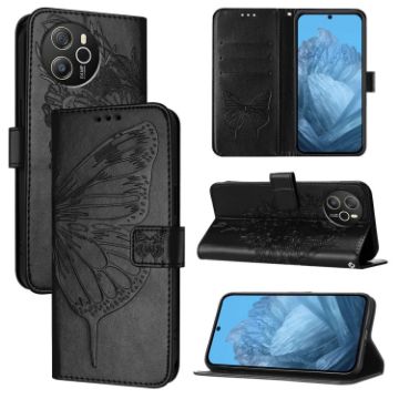 Blackview Shark 8 Embossed Butterfly Leather Phone Case - Black - 1