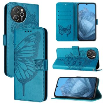 Blackview Shark 8 Embossed Butterfly Leather Phone Case - Blue - 1