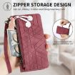 OPPO A72 5G Red Leather Phone Case - Geometric Zipper Wallet - 6