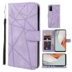 OnePlus Nord N100 Purple Leather Phone Case - Geometric Lines - 1