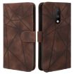 OnePlus 6T Brown Leather Phone Case - Geometric Lines Skin Feel - 2