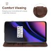 OnePlus 6T Brown Leather Phone Case - Geometric Lines Skin Feel - 4