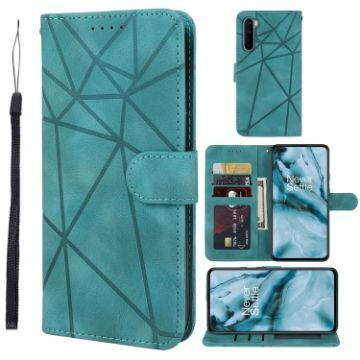 OnePlus Nord 5G Green Leather Phone Case - Geometric Lines - 1