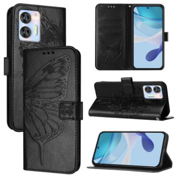 Oukitel C36/C35 Embossed Butterfly Leather Phone Case - Black - 1