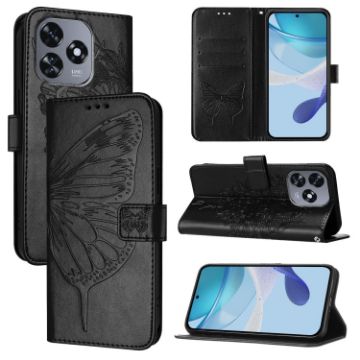 Oukitel C51 Embossed Butterfly Leather Phone Case - Black - 1