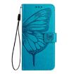 Ulefone Note 14 Blue Leather Phone Case - Embossed Butterfly - 3