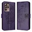HTC U24 Pro Dark Purple Leather Phone Case - Embossed Butterfly - 2