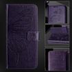 HTC U24 Pro Dark Purple Leather Phone Case - Embossed Butterfly - 6