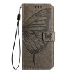 Oukitel C33 Grey Leather Phone Case - Embossed Butterfly Design - 3