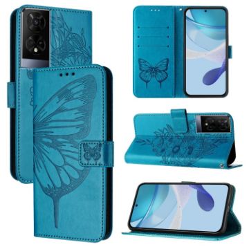 TCL 50XE 5G Blue Embossed Butterfly Leather Phone Case - 1