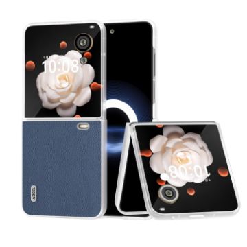 For Honor Magic V Flip ABEEL Genuine Leather Phone Case Blue - 1