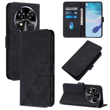Oukitel C37 Crossbody 3D Embossed Flip Leather Phone Case - Black - 1