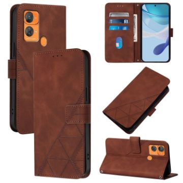 Oukitel C33 Crossbody 3D Embossed Flip Leather Phone Case - Brown - 1
