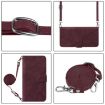 Blackview Color 8 Crossbody 3D Embossed Flip Leather Phone Case - Wine Red - 3