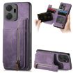 For Honor X7a Retro Leather Zipper Wallet Back Phone Case Purple - 1
