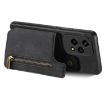 For Honor X6a Retro Leather Zipper Wallet Back Phone Case - Black - 3
