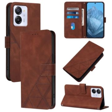 Blackview Color 8 Crossbody 3D Embossed Flip Leather Phone Case - Brown - 1