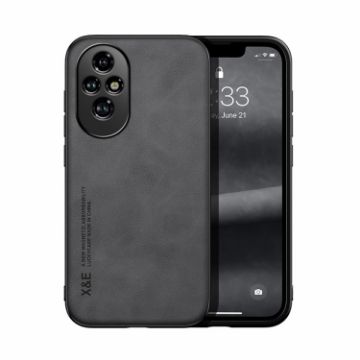 For Honor 200 Magnetic Leather Back Phone Case - Dark Grey - 1