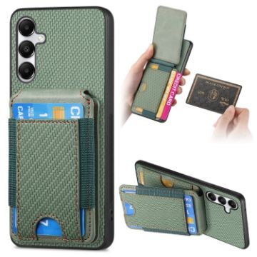 Samsung Galaxy A05s Carbon Fiber Wallet Stand Phone Case - Green - 1