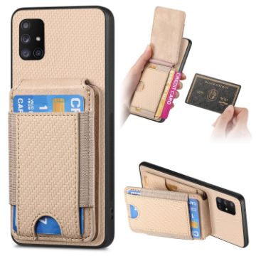 Samsung Galaxy A71 5G Carbon Fiber Wallet Stand Phone Case - 1
