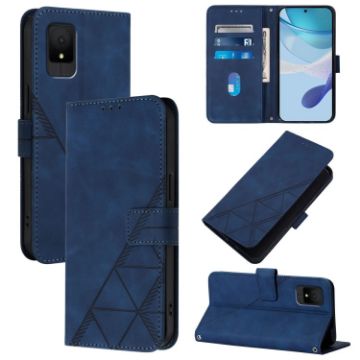 TCL 502 Crossbody Blue Leather Phone Case - 3D Embossed Flip - 1